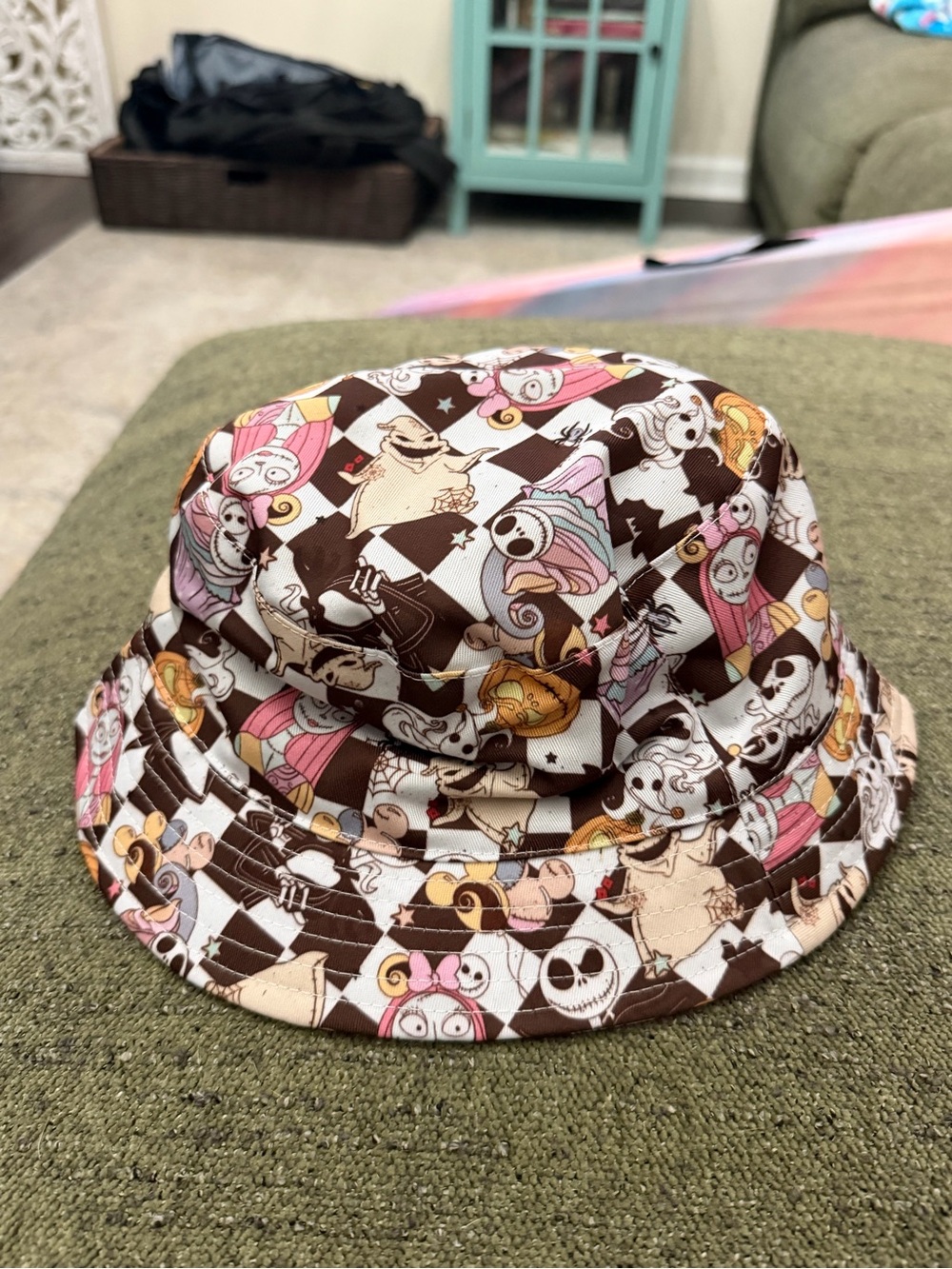 Disney Brown Pink Yellow Patterned Bucket Hat